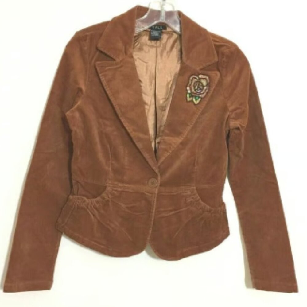 NWOT CELL Women's Corduroy Jacket w Floral Sequins Size M